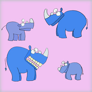 Nashörner mit rosa Hintergrund